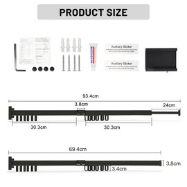 SWAWIS Clothes Airer Wall Mounted Clothes Rail 90 cm Extendable Foldable Clothes Airer Clothes Rail Wall with 12 Hooks for Balcony, Laundry, Bathroom, Bedroom, Two Folds