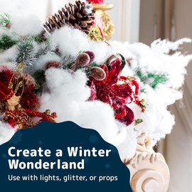 Christmas Fake Snow Decor, Fiber Artificial Snow Cotton Snow Fluffy Indoor Decoration, Flame Resistant Snow Blankets for Winter Mantle Village, Nativity, Christmas Decoration