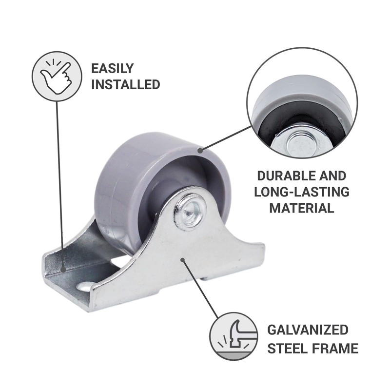 SKIR'CO Pack of 4 Small 25 mm Furniture Castors Grey