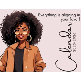 Generic 2024 Black Girl Calendar, Motivational Calendar for women - 12 Month 6×4 Cards with Wooden stand - Gifts for Black women (black girl magic)