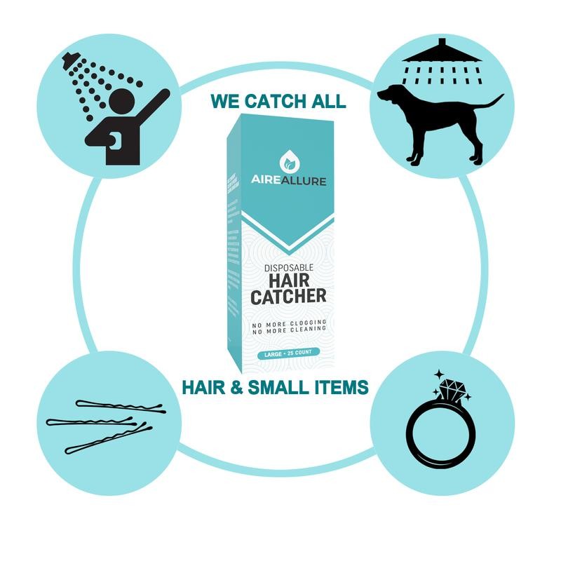 Aire Allure 25 Pack Hair Catchers for Bathroom Sink or