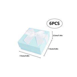 6 Pack Small Gift Boxes, 7.5x7.5x3.5cm Jewellery Gift Box with Lids Ring Earring Bracelet Gift Box, Small Gift Boxes for Jewellery(Blue)