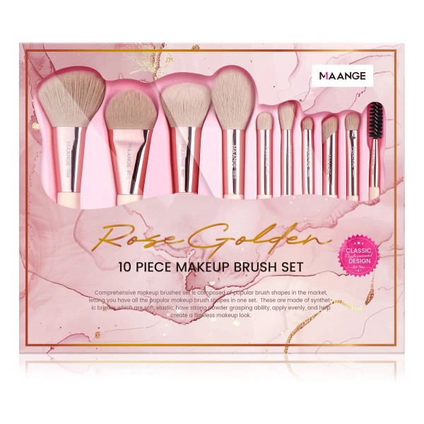 Set De 10 Brochas Maquillaje Profesional Con Caja De Color