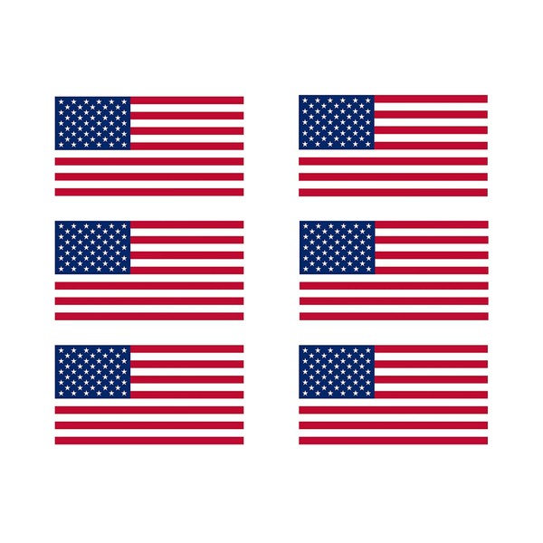 Rogue River Tactical Pack of 6 USA Flag Stickers United States Work Hard Hat Biker Helmet Stickers Decals Toolbox 1\x 2\