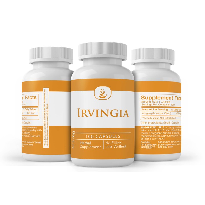 PURE ORIGINAL INGREDIENTS Irvingia, (100 Capsules) Always Pure, No Additives