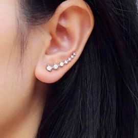 Iaceble Boho Crystal Ear Climber Earrings Cz Ear Cuff Climber Earrings Gold Rhinestone Crawler Earrings Crystal Climber Crawler Stud Earrings Jewelry for Women and Girl
