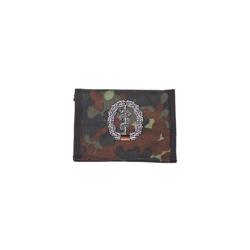 portefeuille, nylon, BW camo, w/ins., logo , Couleur:flecktarn/Sanitäter