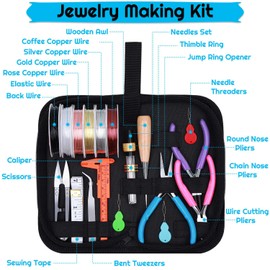Jewelry Making Supplies, Shynek 1597pcs Jewelry Kit with Jewelry Pliers Tools Jewelry Wire and Jewelry Accessories for Earrings, Necklaces, Bracelets Jewelry Making and Repair