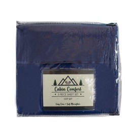 Everything Summer Camp Cabin Comfort - Cot Sheet for Camping and RV Cots - Fits All Cot Size Beds Comfortably -72 x 28 Inches - Super Soft (3 Piece Cot (Fitted, Flat, Pillowcase), Navy)