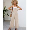 Flygo Women's Cotton Bib Overalls Loose Fit Wide Leg Jumpsuits