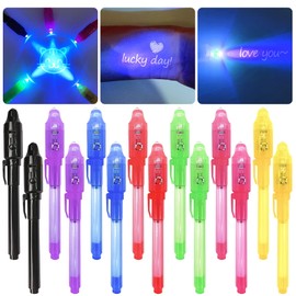 Invisible Ink Pen, MOKIU 14pcs Highlighter Pens Marker with UV Light Secret Message Pens for Kids Party Favors