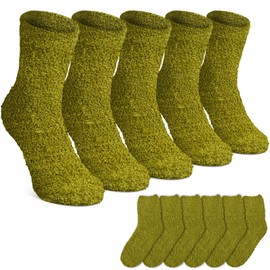 Suhine 12 Pairs Fuzzy Socks Winter Warm Socks Women Soft Stocking Plush Coral Fleece Gift for Christmas Winter Slipper Sleep(Green)