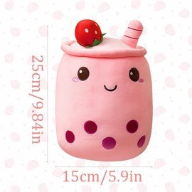 Bubble Tea Plush Toy, Plush Toy Tea, Tea Pillow, Milk Tea Plush, Milk Tea Bubble Doll Cushion, Home Soft Hug Pillow, Cuddly Toy Creative Tea Plush For Kids Girls Boys (Pink,24cm)