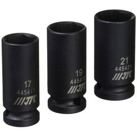 JTC JTCJ403B 0.5 inch (12.7 mm) Ultra Thin Impact Socket Set, Air Tools, 0.7 inch (17.19.21 mm), Set of 3, 1/2 Insert, 0.5 inch (12.7 mm) Insert, 0.5 inch (12.7 mm) Inserts