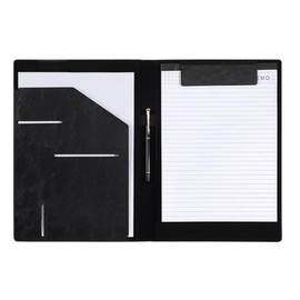 SOCONICA Multi-functional PU Leather Binder Clipboard A4 Compatible Document File Office Job Hunting Interview Business Black 1 Pack