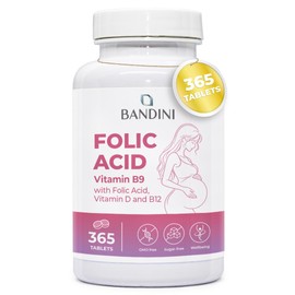 Bandini® Folic Acid 400mcg - 365 Vegetarian Tablets - High Strength