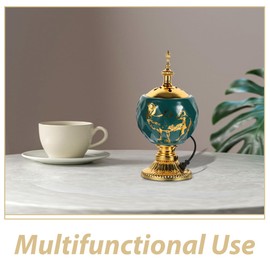 Gatuida Incense Holder Electric Censer Burner: Home Decor Incense Burner Holder Antique Censer UK Plug Green Ceramic and Iron Kitchen Counter Storage Dining Table Service