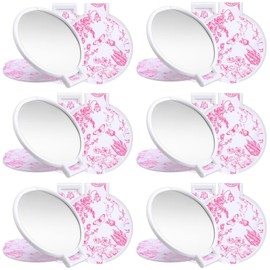 Quzzil 12 Pcs Floral Small Compact Mirrors Bulk for Women Mini Pocket Mirrors Purse Travel Makeup Portable Folding Glass Gift for Wedding Guest Bridal Shower Birthday Party Favor (Pink)
