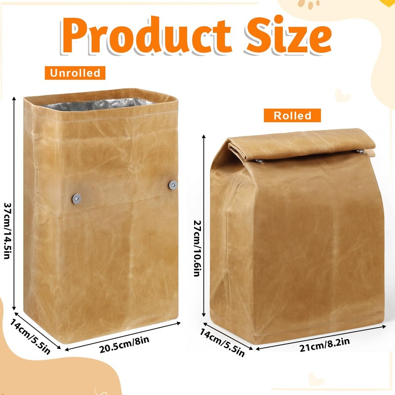 Alrhso Waxed Lunch Bag Canvas Sack Reusable Insulated Lunch Sack