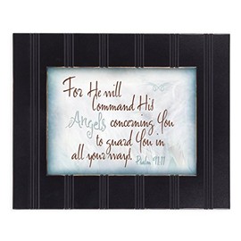Cottage Garden Angels Guard You 8x10 Black Framed Art Wall Plaque Sign
