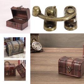 Micro Traders 4PCS Antique Quick Lock Right Latch Hook Hasp Latch 44x38mm Swing Bolt with Screws for Jewelry Boxes Trinket Boxes Gift Boxes Decoration Bronze