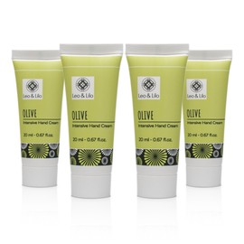 Leo & Lilo Set of 4 Olive Hand Cream 20 ml Intensive Care for Dry Hands with Vegetable Organic Oils and Olive Leaf Extract