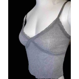 Wild Fable Women’s Grey Lace Trimmed Crop Tank Cami With Adjustable Straps XL