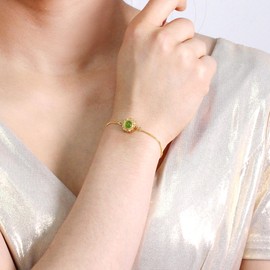 JunyiDIY Green Flower Charm Box Chain Bracelet, Thoughtful Gift for Grandma Wife, Great for Thanksgiving or Valentine's Day YA5582