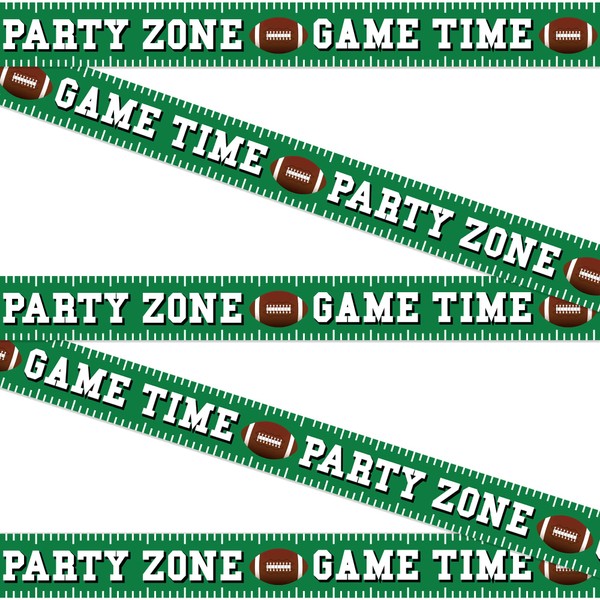 Football Party Banner | 8” Inch Tall X 25’ Feet Long | Football Banner Tape Decoration | Football Game Time, Party Zone Plastic Banner Tape | Football Party Tailgate Decorations | By Anapoliz