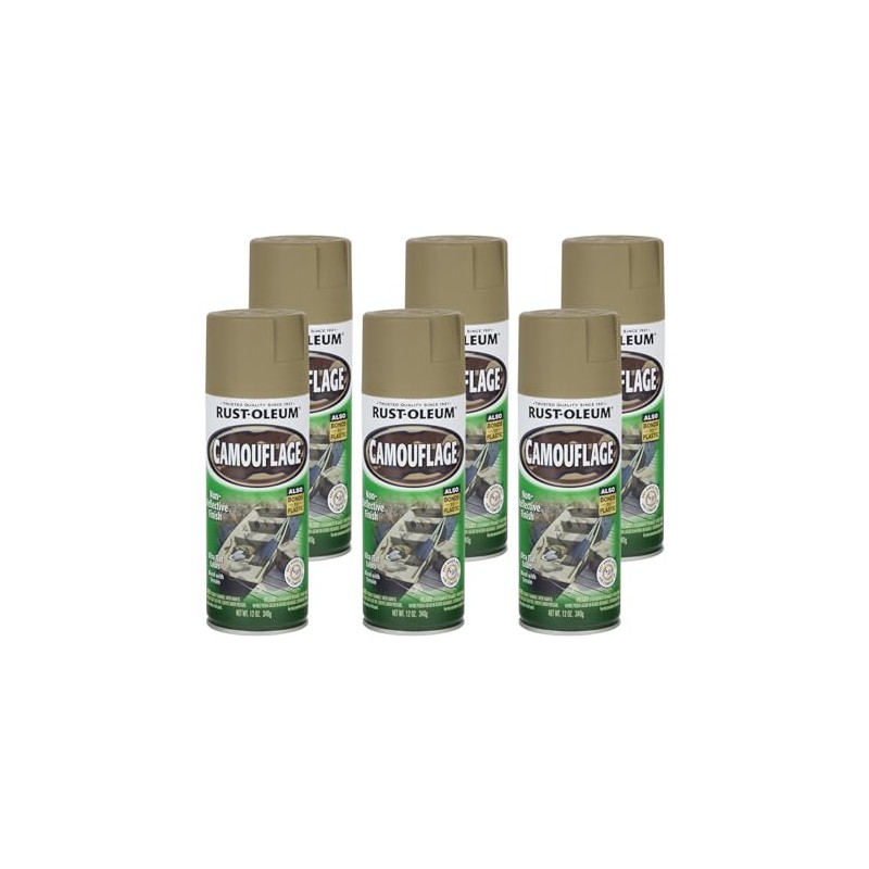 Rust-Oleum 1917830-6PK Specialty Camouflage Spray Paint, 12 oz, Khaki, 6
