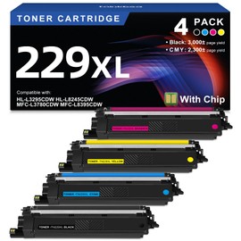 TN229XL TN229 High Yield Toner Cartridge Compatible Replacement for Brother TN229XL TN229 Works with Brother MFC-L3780CDW HL-L3280CDW HL-L3220CDW MFC-L3720CDW HL-L3295CDW HL-L8245CDW Printer 4-Pack