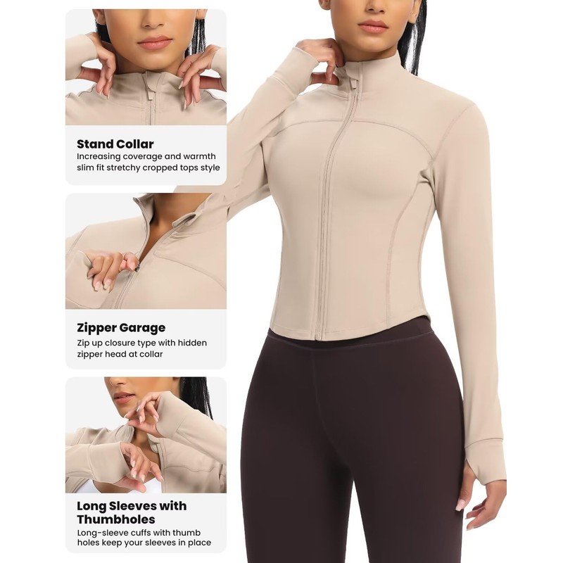 QUEENIEKE Workout Running Jackets for Women Zip Up Athletic Yoga