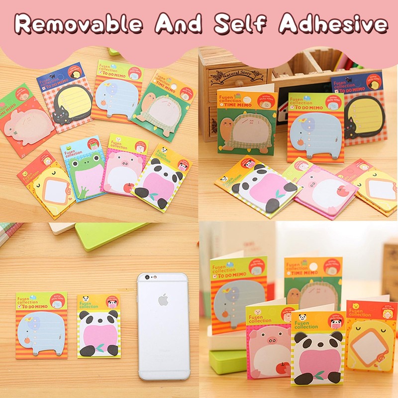 AMFUN 20 Pack Cute Sticky Notes Set, Cartoon Animal Sticky