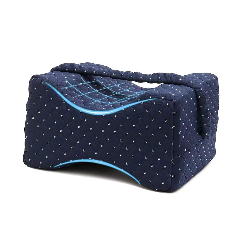 Memory Foam Knee Pillow for Side Sleepers with Dual-Sided Elastic