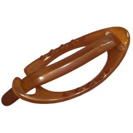 Parcelona French Small Plain Oval Maple Brown Ponytail Holder No Metal Hair Clip Barrette