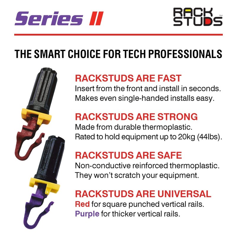 Rackstuds 40C Series II - Rack Screws for Server Rack