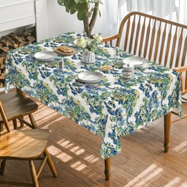 Horaldaily Chinoiserie Tablecloth 60×104 Inch Rectangular, Seasonal House Trees Vintage Style Mountain Fall Washable Table Cover for Party Picnic Dinner Decor