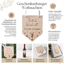 Weihnachtsfeier Deko personalisiert - Weihnachtsanhänger & Weihnachtsgeschenke für Mitarbeiter, Team, Kollegen - Ideen Weihnachtsfeier Firma (Anhänger MIT Box)