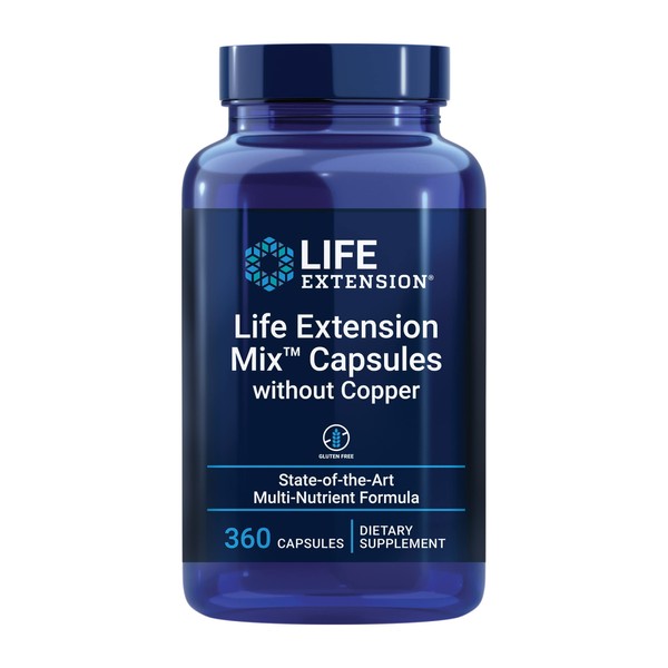 Life Extension Mix Capsules without Copper - High-Potency Vitamin, Mineral, Fruit & Vegetable Supplement - Complete Daily Veggies Blend For Whole Body Health Support - Gluten Free - 360 Counts