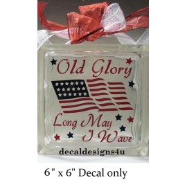 holidaydecals4u Old Glory decal sticker for DIY 8" glass block or tile