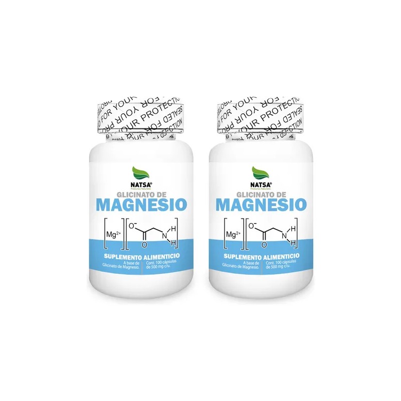 Glicinato Magnesio 200 Cápsulas Frascos 100 Caps