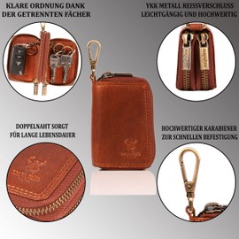 Matador Genuine Leather Key Fob K64, Vintage Brown, Classic