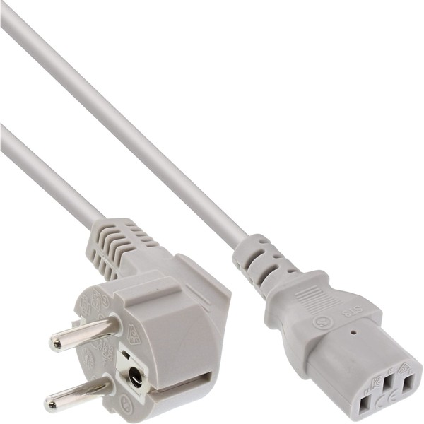 InLine 16650G Power Cable, Earthing Contact Angled to IEC Plug