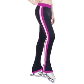 NY2 SPORTSWEAR Figure Skating Practice Pants with Side Stripe Fuchsia/Two Tones (Child Large)