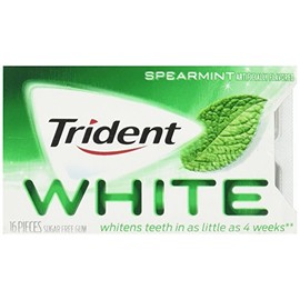 Trident White Sugar Free Spearmint Gum, 16 Count (Pack of 9)