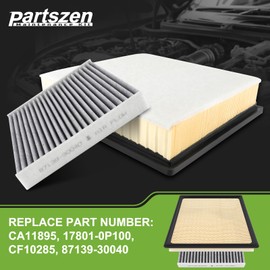partszen CA11895 17801-0P100 Cabin Engine Air Filter Kit for Toyota Sequoia 5.7L 2014-2022 Tundra 5.7L 2014-2021 4.6L 2014-2019 Replace 87139-30040