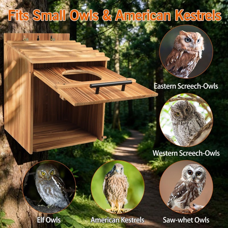 Large Owl Houses for Outdoors, 17" x 12.5" x 12.5"