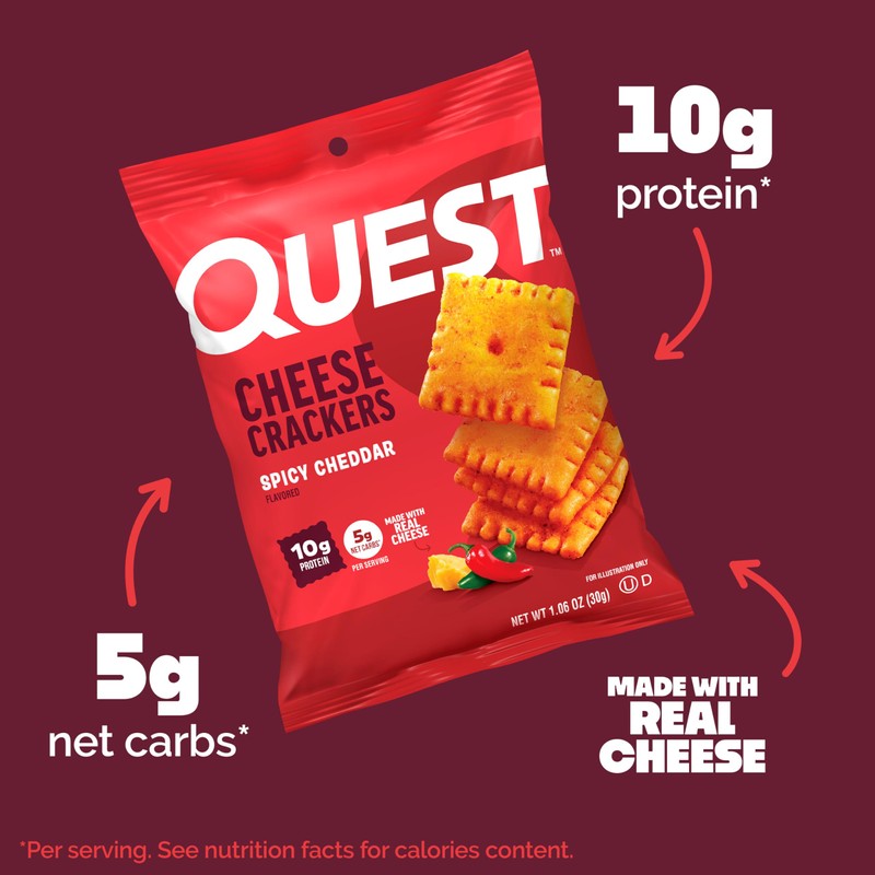 Quest Nutrition Cheese Crackers, Spicy Cheddar Blast, 10g of Protein,