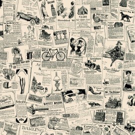 JZ·HOME 8202-10M Vintage Newspaper Contact Paper 17.7"×32.8 ft Peel & Stick Old Newspaper Wallpaper Self Adhesive Shelf Drawer Liner Removable Waterproof Furniture Sticker Vinyl Decorative Film