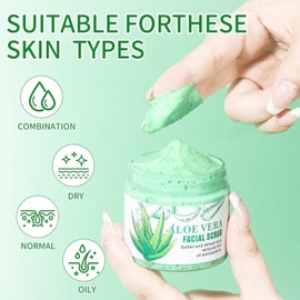 Facial Scrub & Face Exfoliator for Smooth Skin Aloe Vera Refreshing Gentle Pore Purification 1.2 Ounce / 매끄러운 피부를 위한 페이셜 스크럽 & 페이스 각질 제거제 알로에 베라 상쾌한 순한 모공 정제 1.2 Ounce